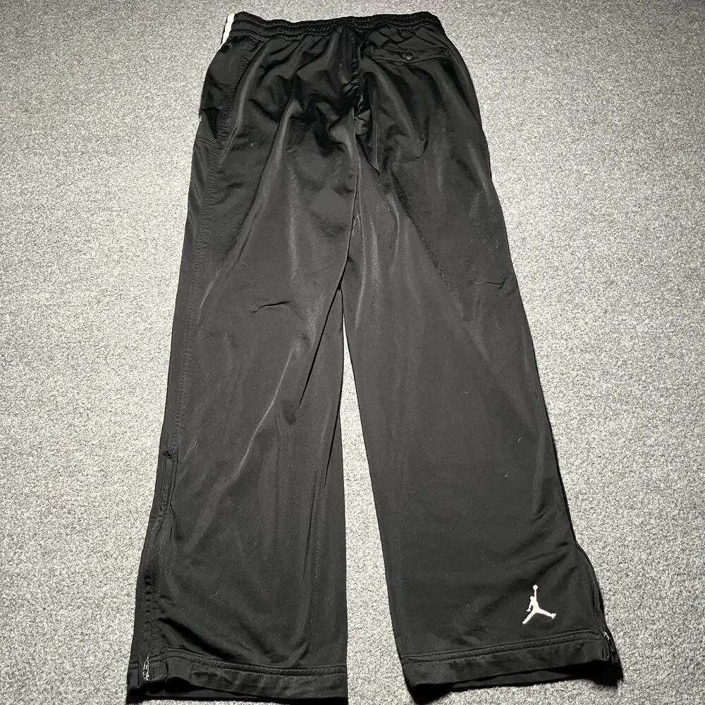 Jordan Pants Men’s Large Black Flight Basketball Warm-Up Track Ankle Zip